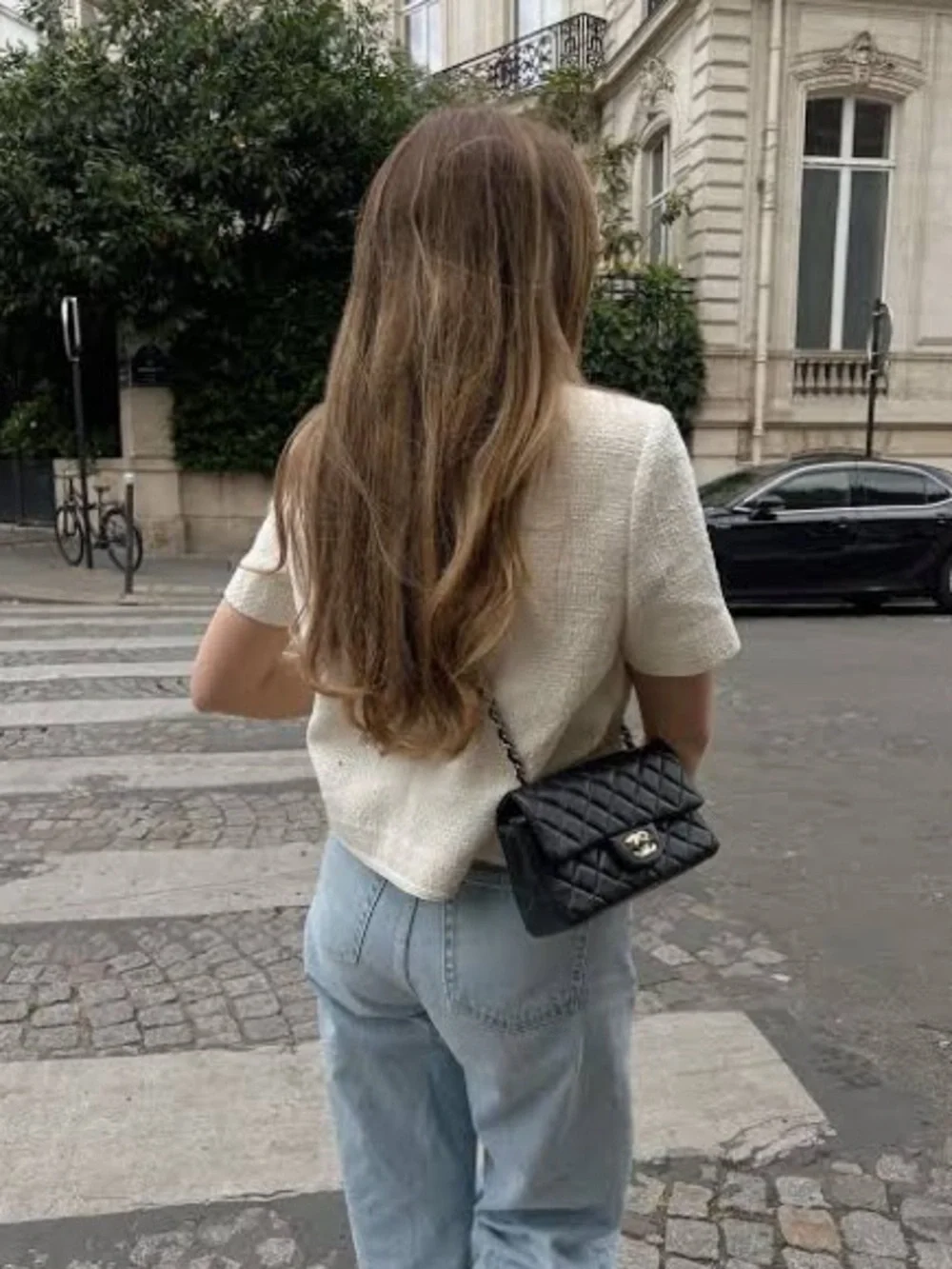 CHANEL Lambskin Quilted Mini Rectangular Flap Black
